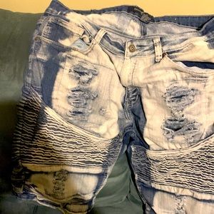 Size 36 Jean shorts purposely rust stained as a design…not upscale ok quality
